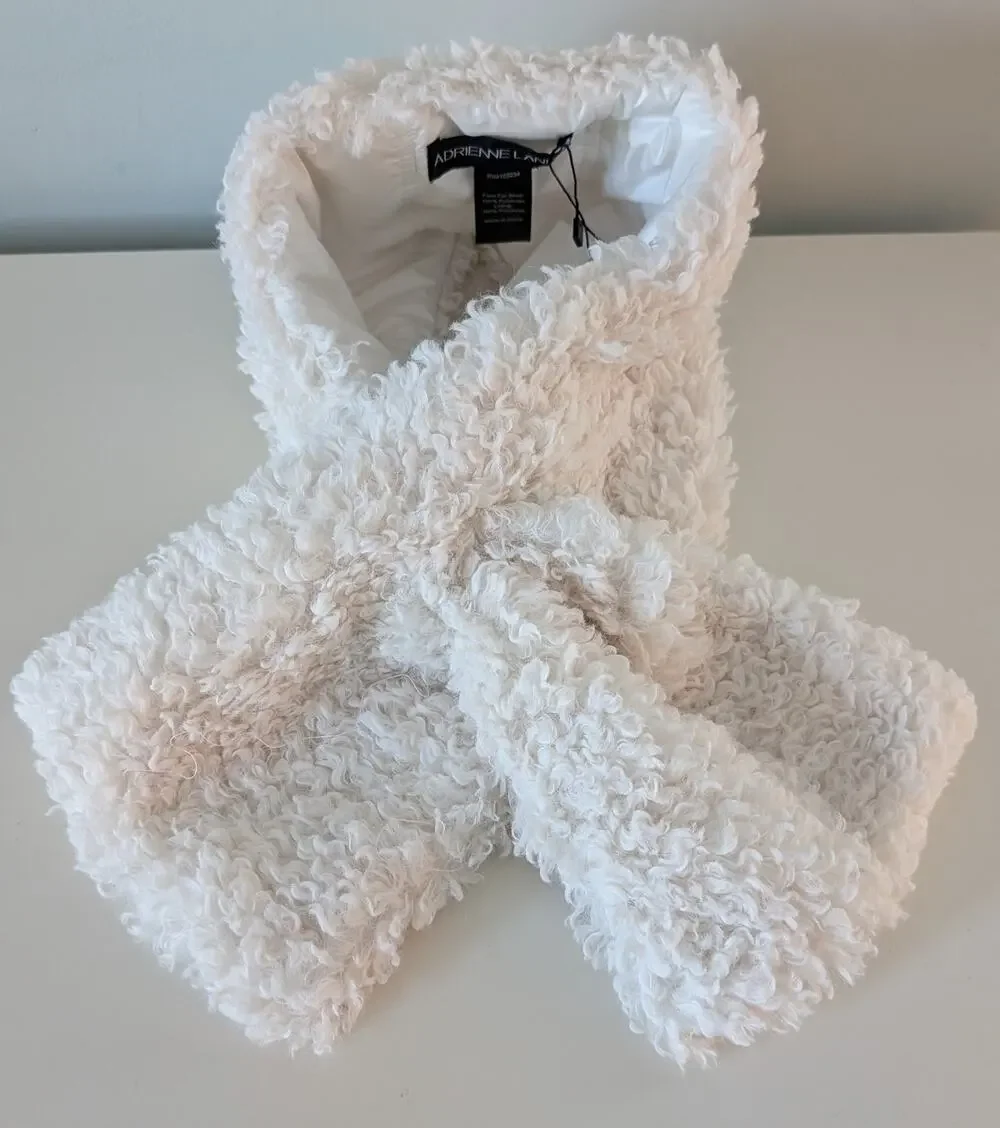 Adrienne Landau Ivory Faux Fur Pull Through Scarf Neck Warmer NEW!